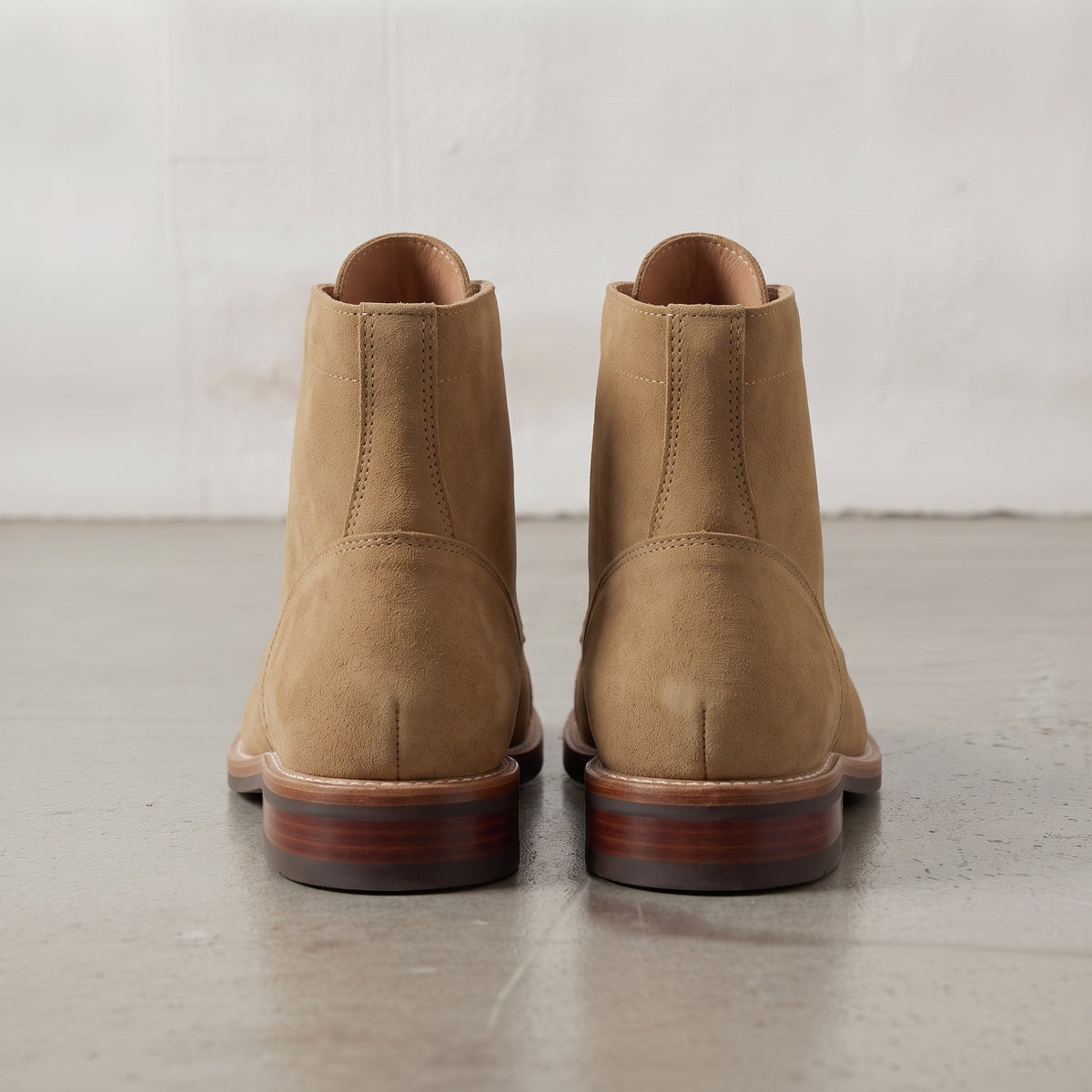 Men's Tan Cap-Toe Suede Ankle Lace-Up Boots — Mexley