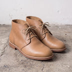 Men's Tan Plain-Toe Leather Chukka Boots — DELWORD