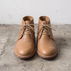 Men's Tan Plain-Toe Leather Chukka Boots — DELWORD