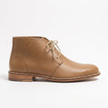 Men's Tan Plain-Toe Leather Chukka Boots — DELWORD