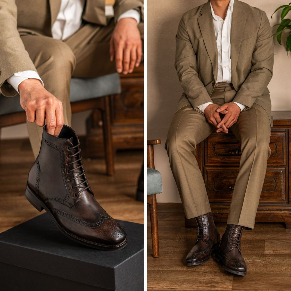 Noble's Walk Wellington Goodyear Welt Brogue Boot – Dark Oakwood