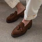 Brown Suede Leather Belize Chunky Tassel Loafers - With Track Soles - AW24  Casual Shoes Collection